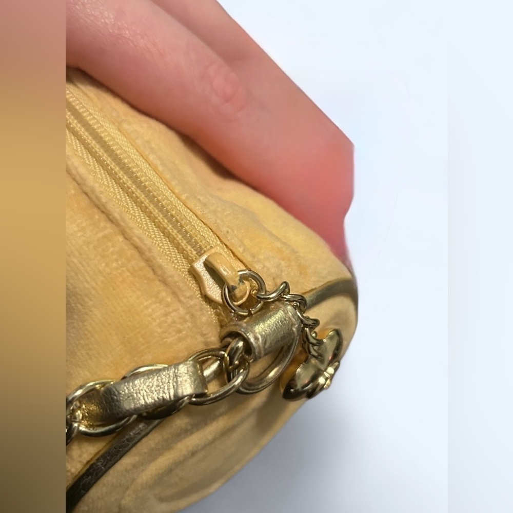 Vintage Couture Minicci Yellow Velour Barrel Shoulder Bag Y2K - Picture 5 of 6